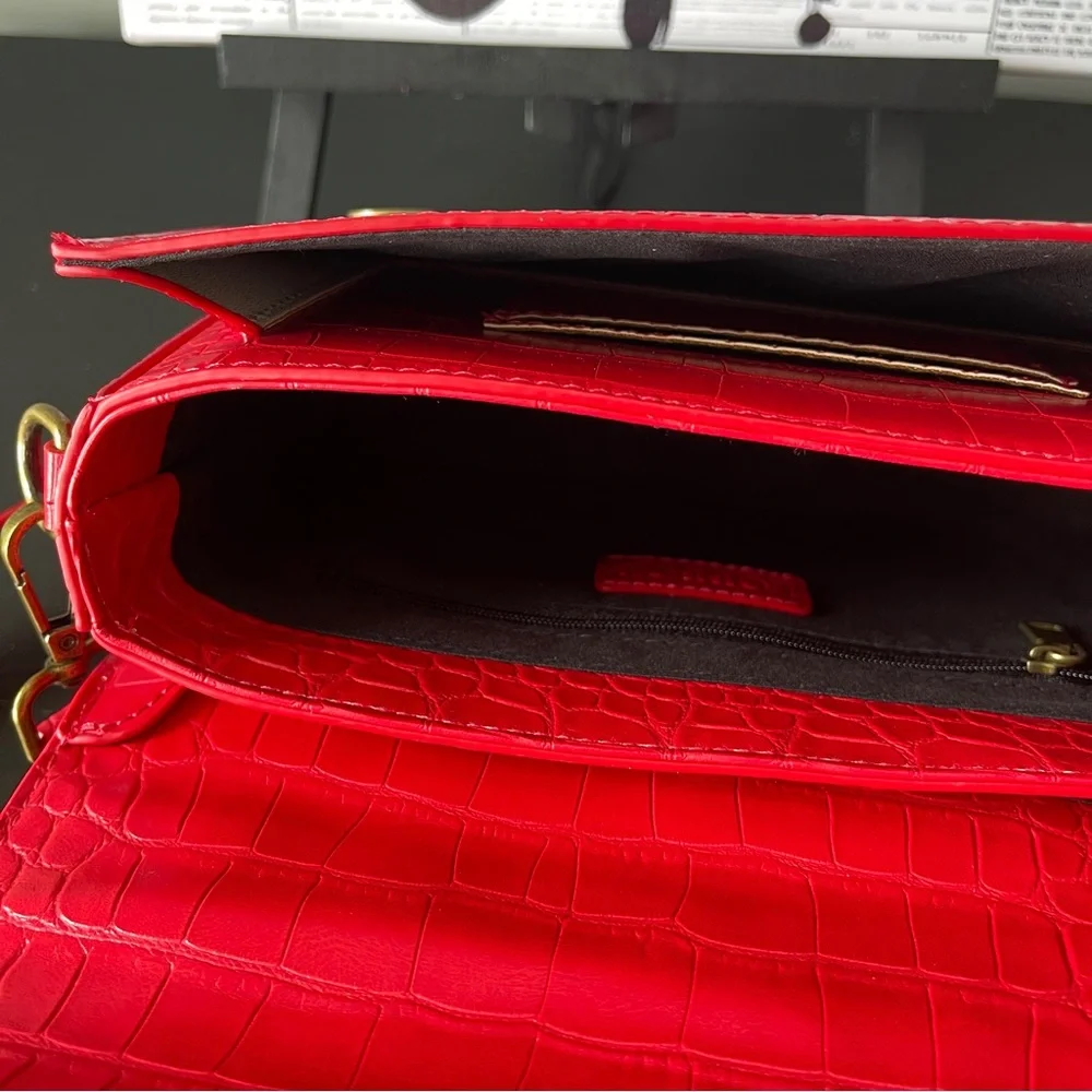 Women’s Classy Croc Embossed Crossbody Shoulder Top Handle Handbag Purse